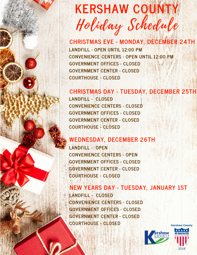 Christmas Holiday Hours 2018